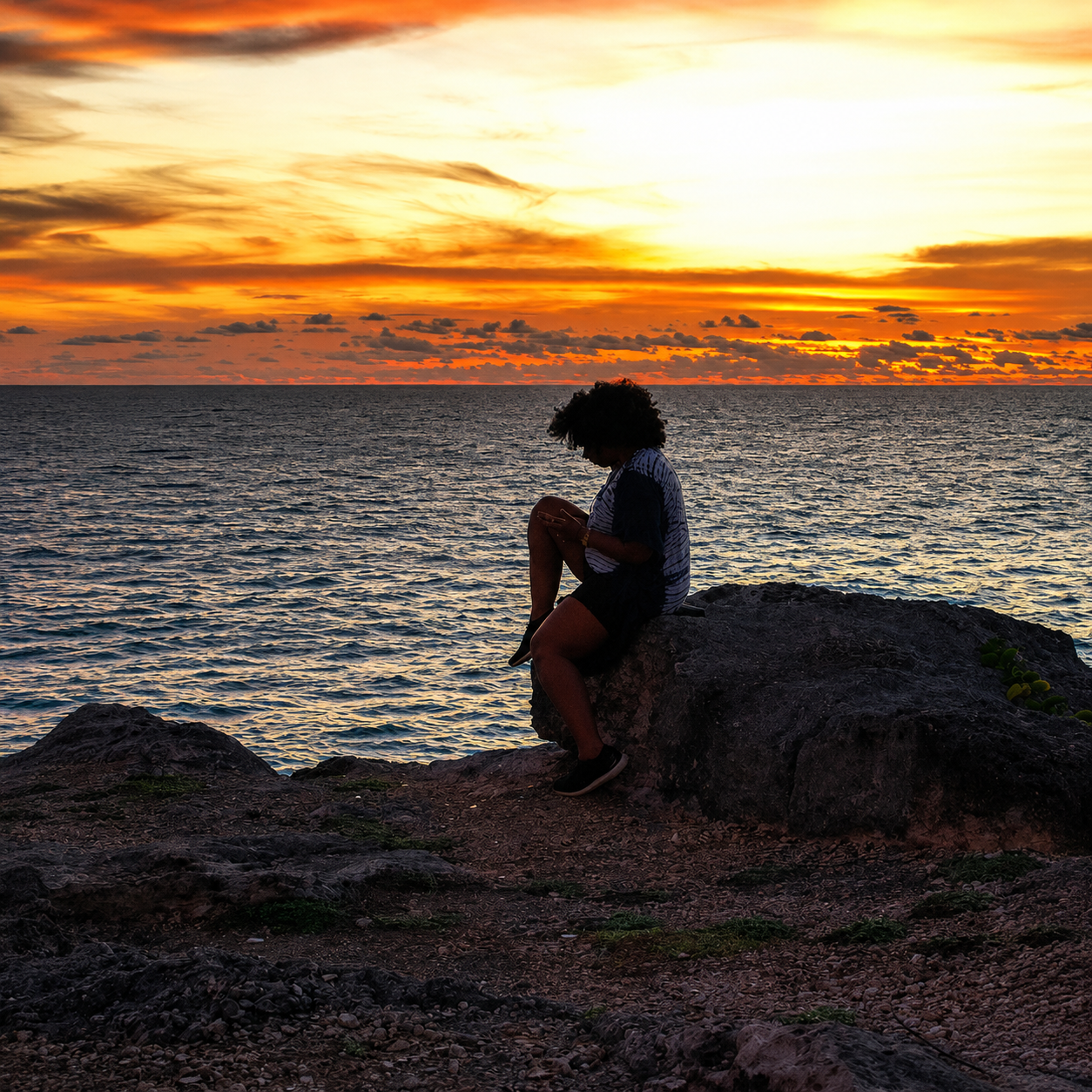 Sunset over the Barbados coast